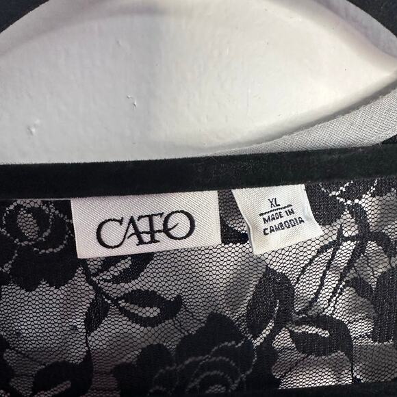 Womans Cato grey and black floral sheer lace back tshirt size XL - Picture 5 of 6